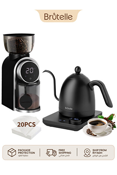 Brutelle Pour Over Coffee Maker Set Electric Gooseneck Kettle V02 Filters Bur...