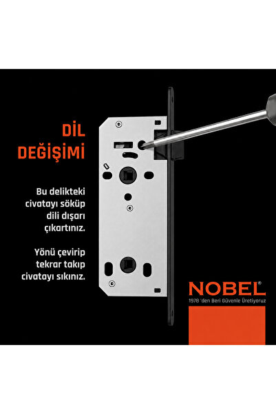 Nobel Sessiz Gömme Kilit Siyah 40X23 Mm Oval Wc
