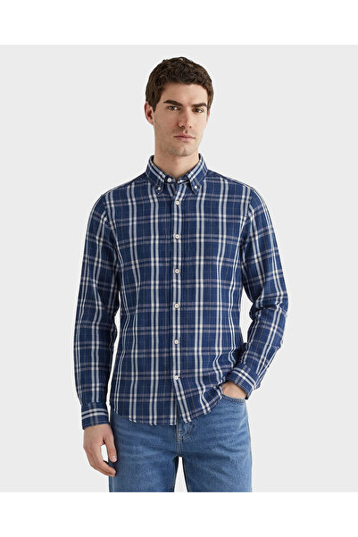 Gant Erkek Lacivert Regular Fit Kareli Gömlek