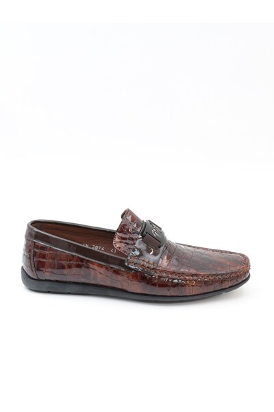 Fosco 2094 Brown Genuine Patent Leather Loafer Men's Shoes
