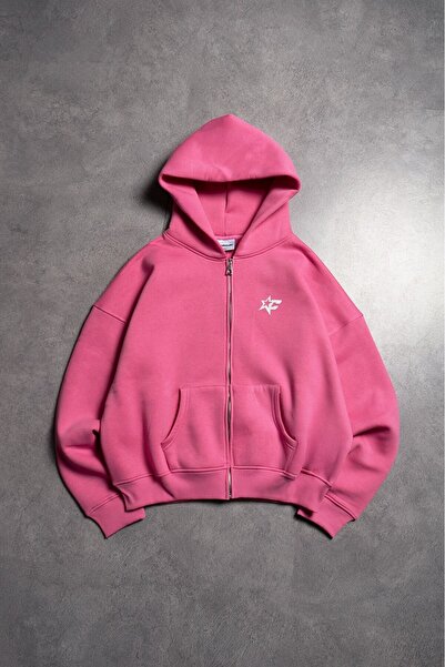 Crupt Studio Crupt Pink Nova Boxy Crop Erkek Ceket Zip Hoodie