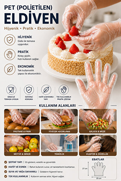Medicalx Poşet Eldiven Hışır Şeffaf Eldiven 100’lük / 1 Paket