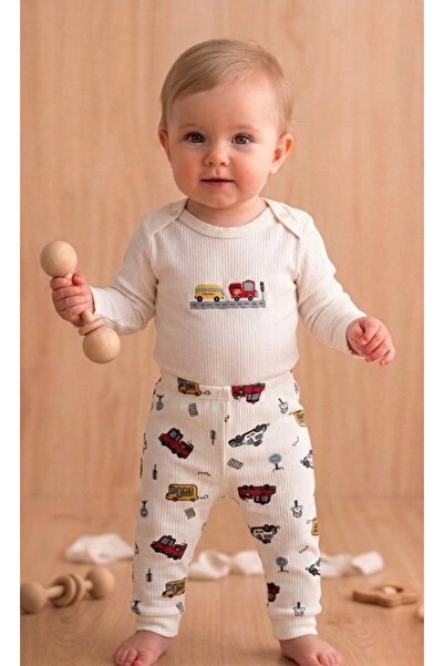 Nayinom Eid Baby Boy 2-Piece Set Car Printed Long Sleeve Corded Fabric Ribbed...