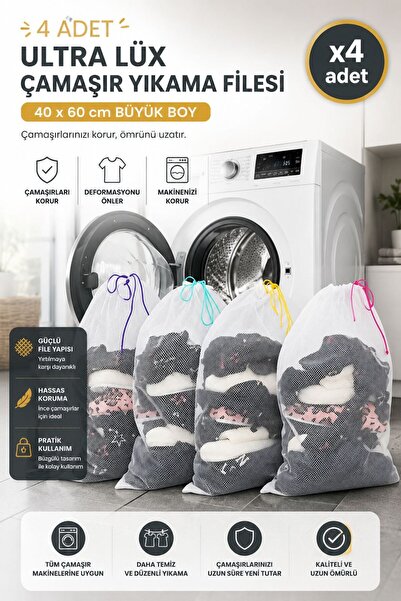 MorBebe 4 Pieces Ultra Luxury Laundry Net with Colorful String 40X60 cm Large...