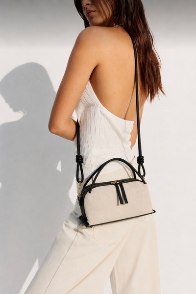 Çantacımstore Women's Linen Canvas Fabric Bag Black