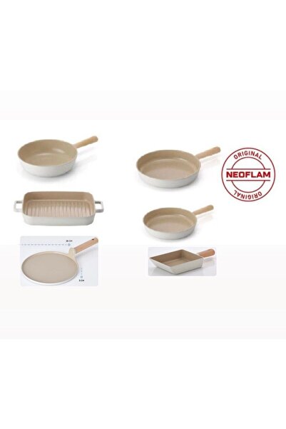 NEOFLAM Fika Aluminum Casting 6 Piece Crepe Omelet Pan Set Beige