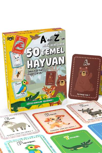 Child Intelligence Cards Basic 50 Animal Intelligence Card Flash Card 25 Cards - Montessori Education Cards I am Learning 50 Animals