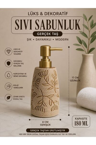 düzenya Çiçek desenli taş sıvı sabunluk