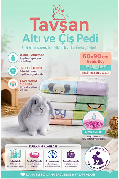 Tavşan Hamster kemirgen Hijyenik Altlık ve çiş pedi boyut 60x60 cm 10 Adet