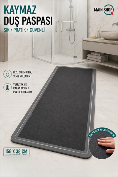 isgstore Main Shop Yazısız Uzun Dikdörtgen Banyo Halısı Tezgah Önü Sihirli Su...