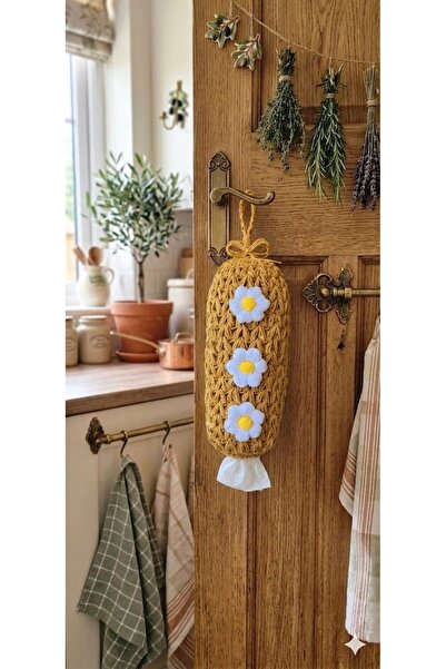 Ahşap Evi Hand Knitted Bag Holder Bohemian Rustic Bag Organizer