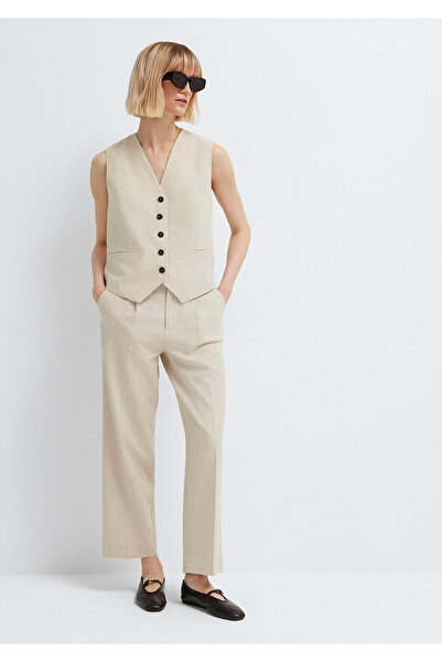 Mavi Linen Blend Beige Trousers 1011197-70331