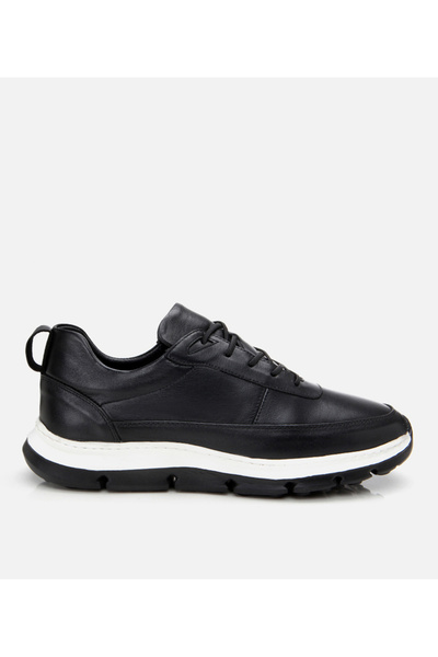 Hotiç Genuine Leather Men's Black Sneakers