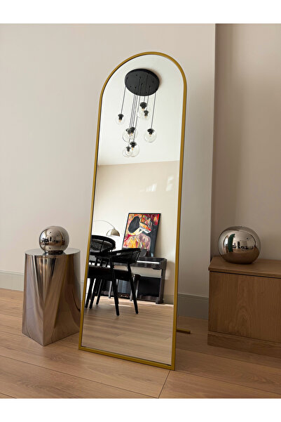 EFFE YAPI DEKOR Gold Metal Çerçeveli 160x40 CM Oval Ayaklı Boy Aynası