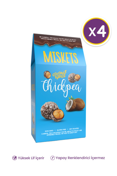 Miskets Bitter Çikolata Ve Hindistan Cevizi Kaplı Leblebi Draje 80 gr x 6 Adet