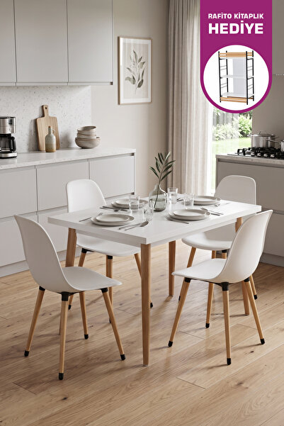 VİLİNZE Eames Sandalye Avanos Ahşap Mdf Mutfak Masası Takımı - 70x120 Cm