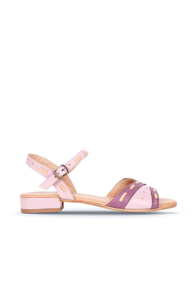 Bueno Shoes Sandale cu toc pentru femei din piele violet deschisă 01ws6102