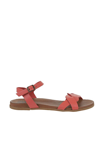 Bueno Shoes Sandale plate de damă din piele coral 01wu4253