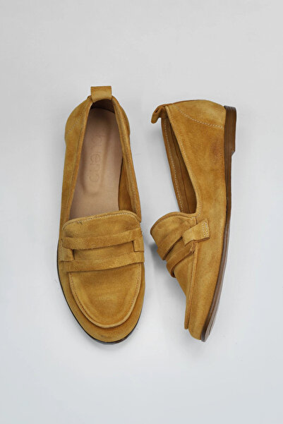 Bueno Shoes Yellow Suede Women's Flat Ballerinas 01Wy6000