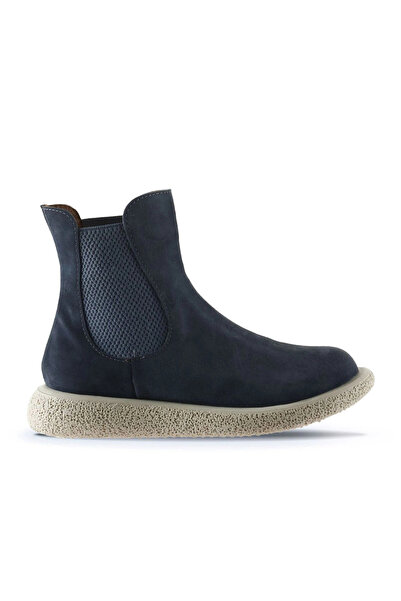 Bueno Shoes Γυναικείες φλατ μπότες μπλε σουέντ 01wu8905