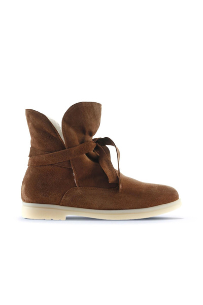 Bueno Shoes Cizme plate de damă din piele intoarsa maro 01wt3303