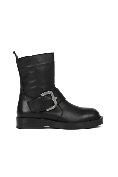 Bueno Shoes Black Leather Women's Flat Boots 01Wf4303