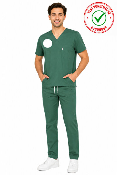 nutrix uniforma Yeşil Ameliyathane personeli Forması Likralı Scrubs Erkek (Ye...