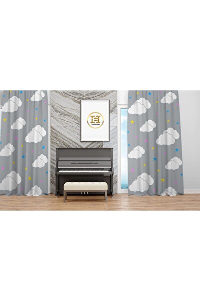 EVSEHOMES White Cloud Background Curtain (With Throw Pillow Cover Gift)