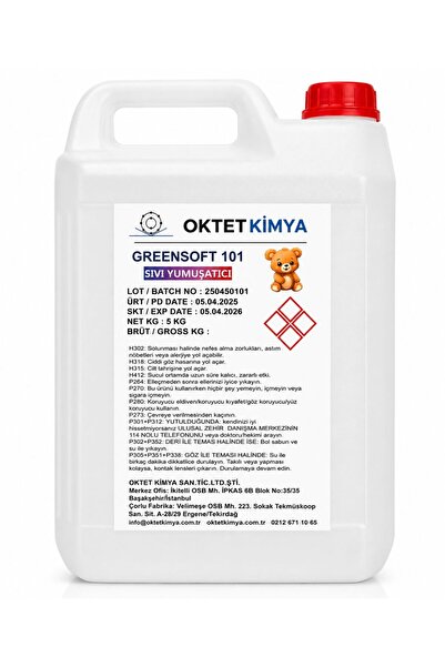 oktet Renkliler için Sıvı Yumuşatıcı 5 KG Greensoft 1001