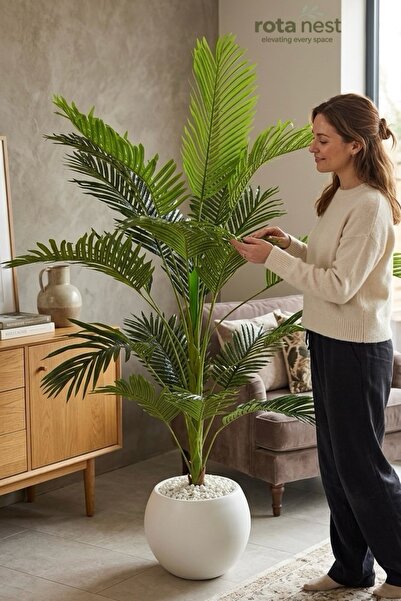 Rota Nest 21 Büyük Yapraklı 180cm Yapay Areka Yapay Ağaç - 30*40cm Küre Saksılı