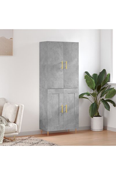 Concept Dulap înalt, gri beton, 69,5x34x180, lemn compozit