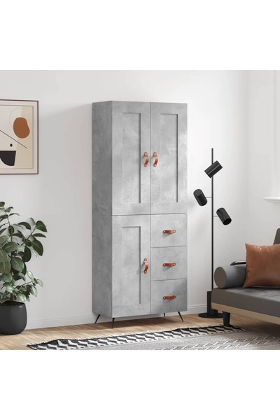 Concept Dulap înalt, gri beton, 69,5x34x180, lemn compozit