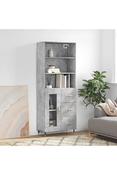 Concept Dulap înalt, gri beton, 69,5x34x180, lemn compozit