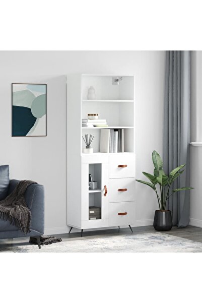 Concept Dulap înalt, alb, 69,5x34x180 cm, lemn compozit