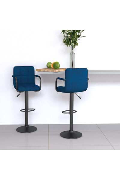 Concept Scaune de bar, 2 buc., albastru, catifea
