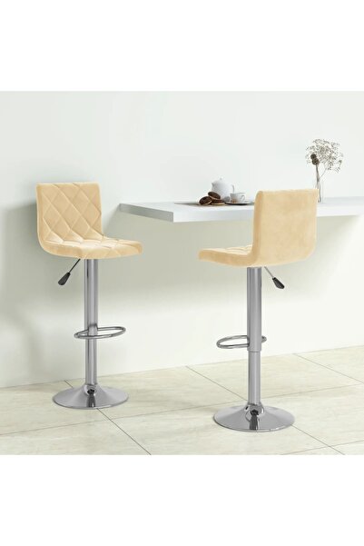 Concept Scaune de bar, 2 buc., crem, catifea