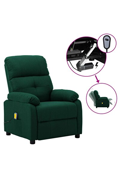 Concept Fotoliu masaj rabatabil electric verde închis material textil