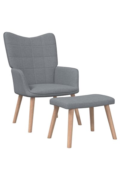 Concept Scaun de relaxare cu taburet, gri deschis, textil