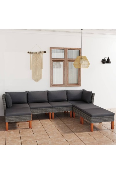 Concept Set mobilier de grădină cu perne, 7 piese, gri, poliratan
