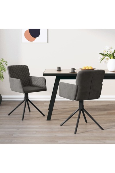 Concept Scaune de bucătărie pivotante, 2 buc., gri închis, catifea