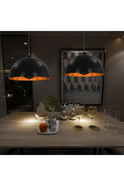 Concept Lustre, 2 buc., negru și auriu, semisferic, 40 cm, E27