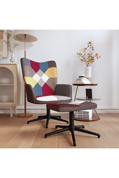 Concept Scaun de relaxare cu taburet, textil, petice