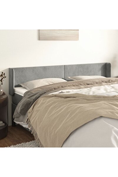 Concept Tăblie de pat cu aripioare gri deschis 163x16x78/88 cm catifea