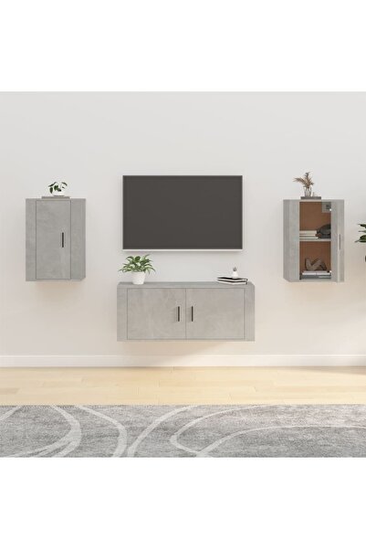 Concept Dulapuri TV montate pe perete, 2 buc., gri beton, 40x34,5x60 cm