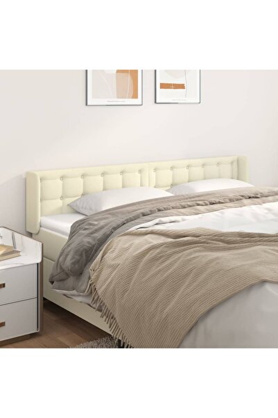 Concept Tăblie de pat cu aripioare crem 183x16x78/88 cm piele ecologică