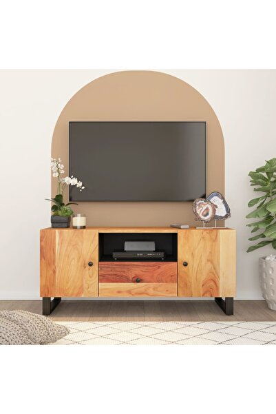 Concept Dulap TV, 105x33,5x46 cm, lemn masiv de acacia&lemn prelucrat