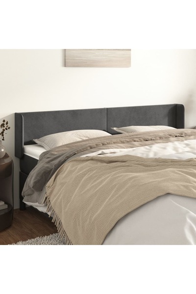 Concept Tăblie de pat cu aripioare gri închis 183x16x78/88 cm catifea