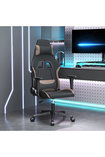 Concept Scaun de gaming pivotant, negru și taupe, material textil