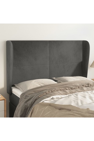 Concept Tăblie de pat cu aripioare gri închis 147x23x118/128 cm catifea