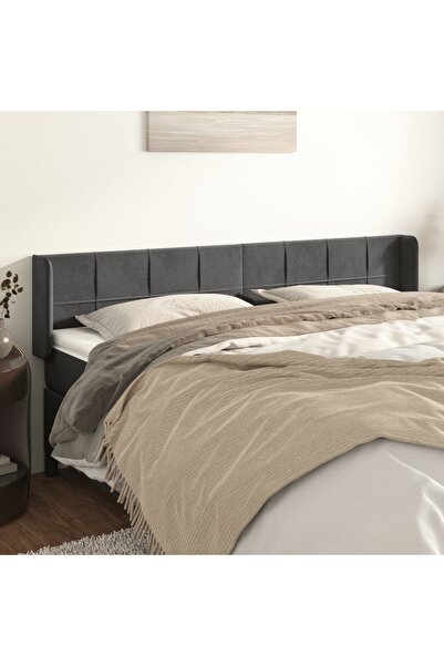 Concept Tăblie de pat cu aripioare gri închis 163x16x78/88 cm catifea